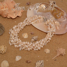 Сладководни култивирани перли Колие многоредово Разбиващи се бели вълни  