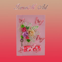 Ръчно изработена картичка Розова панделка