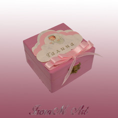 Ръчно изработена кутия от дърво за момиче  Розово Ангелче