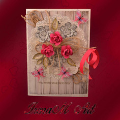 Ръчно изработена картичка Розови пеперуди