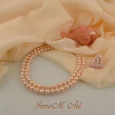 Сладководни култивирани естествени перли розови Колие Розова муза