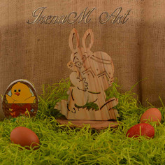 Ръчно изработени изделия от дърво Сувенир Зайче с яйце