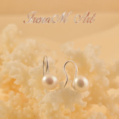 Сладководни култивирани естествени бели перли Обици 3W