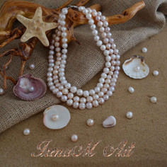 Сладководни култивирани естествени перли Колие Морски вълни 